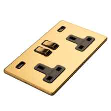 Screwless Satin Brass USB Socket - Double