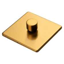 Screwless Satin Brass Dimmer Switch LED Compatible - Single 1 Gang 2 Way