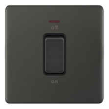 5mm Screwless Dark Bronze 45A DP Cooker / Oven / Shower Switch - Square With Neon