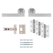 Polished Chrome Knurled Door Handles, Hinges & Latch Pack - Lagos