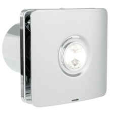 4" Chrome Quiet Extractor Fan With LED Light IP44 Zone 2 - 100mm Standard No Timer