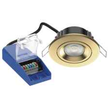 Satin Brushed Brass 5W/7W Dimmable CCT LED Adjustable Fire Rated Downlight IP65 - Round Fitting