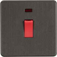 Screwless Smoked Bronze 45A DP Cooker / Shower Switch - 1 Gang With Neon