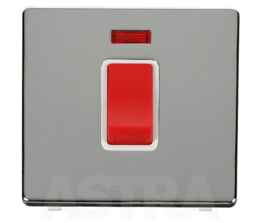 Screwless Chrome 45A DP Isolator Switch with Neon - With White Interior