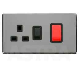 Screwless Chrome 45A DP Cooker Switch/Socket - With Black Interior