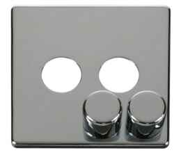 Screwless Chrome Dimmer Switch - Double 2 Gang - 250W