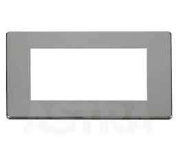 Screwless Chrome Double Plate Quad Aperture - With Black Interior
