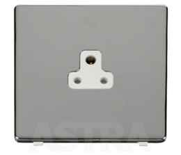 Screwless Chrome Single Round Pin Socket 2A - With White Interior