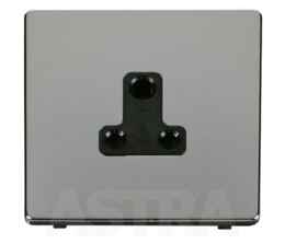 Screwless Chrome Single Round Pin Socket 5A - With Black Interior
