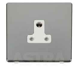 Screwless Chrome Single Round Pin Socket 5A - With White Interior