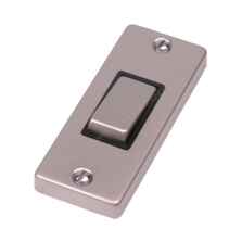 Pearl Nickel 1 Gang Architrave Light Switch - With Black Interior