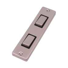 Pearl Nickel 2 Gang Architrave Light Switch - With Black Interior