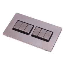 Screwless Stainless Steel Light Switch 6Gang Ingot - With Black Interior