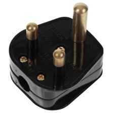 15A Plug Tops - Round Pin - Rewireable - Non Fused - 15A - Black