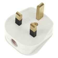 13A Plug Top - Standard Rewireable - Resilient  -  White with 3A Fuse