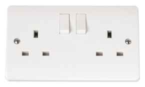 Mode 13A Double Switched Socket - 2 Gang DP - White 