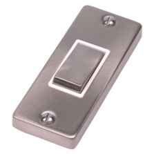 Satin Chrome Architrave Light Switch - With White Interior