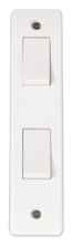 White Mode Double Architrave Switch 2 Gang 10AX 2 Way - White 
