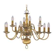 Antique Solid Brass Flemish 12 Light Ceiling Fitting - Antique Solid Brass