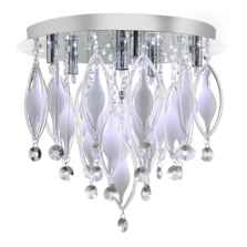 Spindle 6 Light Flush Ceiling Fitting - 2456-6CC - Chrome/Clear/White Glass