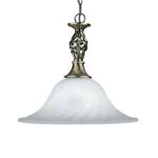 Antique Brass Pendant Light With Marble Glass Shade - Antique Brass