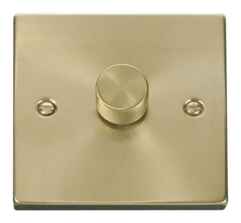 Satin Brass Dimmer Switch  - 1 Gang 400w 1 or 2 way
