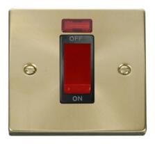 Satin Brass Cooker or Shower Isolator Switch 45A