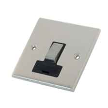 Slimline 13A Switched Fused Spur - Satin Chrome - With Black Interior