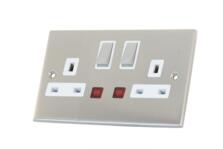 Slimline 13A Double Switched Socket-Neon- S Chrome
