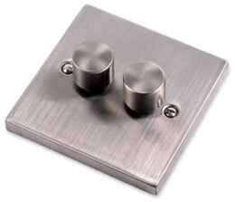 Stainless Steel Dimmer Switch - Double 2 x 400w