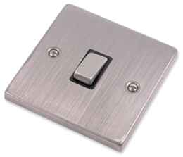 Stainless Steel 20A DP Switch - Black Insert - Without Flex Out
