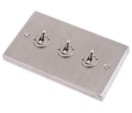 Stainless Steel Toggle Light Switch - Triple 3 Gang 2 Way