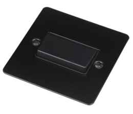 Flat Plate Matt Black Fan Isolator Switch - 10A - With Black Interior