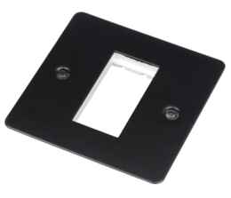 Flat Plate Matt Black Eurodata Module Plate - 1 Gang 2 Module 50mm x 50mm