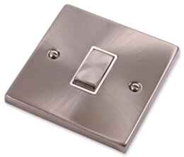 Satin Chrome Intermediate Switch - 1 Gang - With White Interior