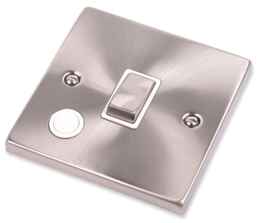 Satin Chrome 20A DP Switch - Flex Out - With White Interior