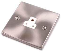 Satin Chrome Single Round Pin Socket  - 2A With White Interior