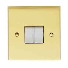 Victorian Polished Brass 20A DP Switch - 1 Gang Black Insert