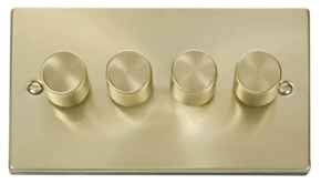 Satin Brass Dimmer Switch  - 4 Gang 4 x 400w 1 or 2 way
