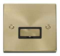 Satin Brass Switched Fused Spur 13A Ingot - Black Interior Unswitched