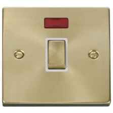 Satin Brass 20A DP Switch  - White Interior With Neon