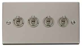 Pearl Nickel Toggle Switch  - 4 Gang 2 Way Quad