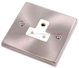 Satin Chrome Single Round Pin Socket  - 5A With White Interior