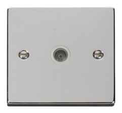 Polished Chrome TV Socket - Single Co-ax Outlet - With White Interior