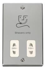 Polished Chrome Shaver Socket - Dual Voltage - With White Interior