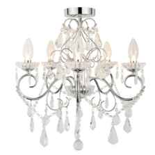 Chrome 5 Light G9 Chandelier with Glass Droplets - 5 Light Fitting
