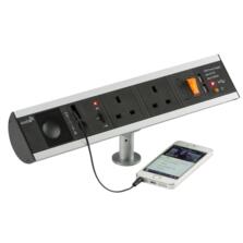 Desk Top Socket - 2 x 240V, USB & Speaker
