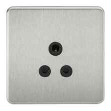 Screwless Brushed Chrome 5A Unswitched Sockets - 5A Unswitched Socket With Black Insert