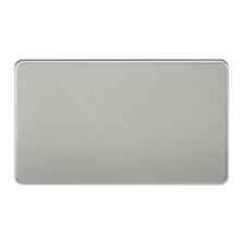 Screwless Brushed Chrome Blanking Plates - 2 Gang Blanking Plate