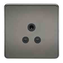 Screwless Black Nickel 5A Unswitched Sockets - Black Nickel With Black Insert